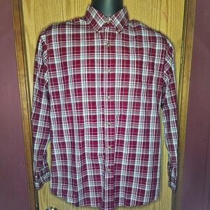 Wrangler Wrinkle Resist Plaid Button Up Shirt Men's S Long Sleeve Red